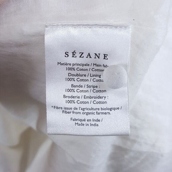 SEZANE Shift Dress Womens Size 38 White Eyelet Pullover Tiered Peasant ALEXANE - Picture 4 of 7